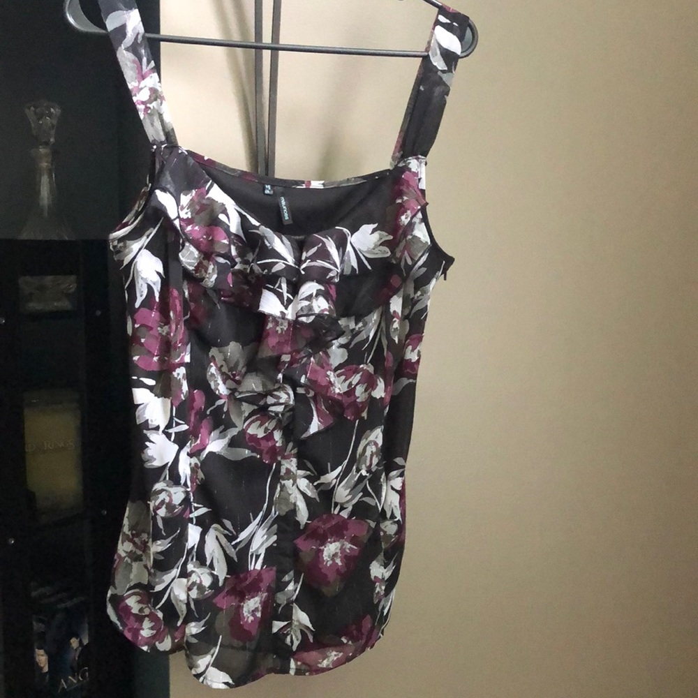 Ruffled Maurice’s Black and Purple Dressy Tank
